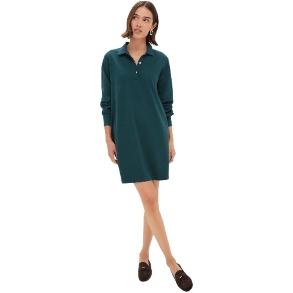 Tuckernuck Dark Green June Bug Pique Frances Polo Dress, L, NWT, Preppy, Smart